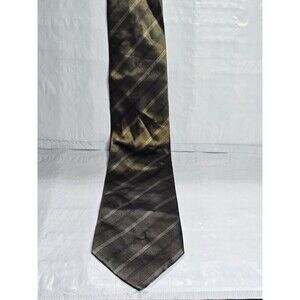 PERRY ELLIS Portfolio 100% Silk Mens Classic Tie Necktie Gray Striped Pattern